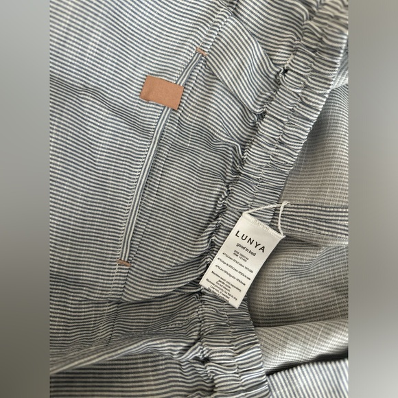 NWOT 🤍💙 Lunya Resort Striped Linen Blend Pajama Set MEDIUM - Picture 5 of 5